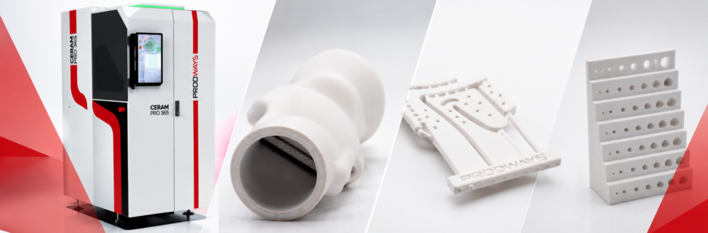 Prodways CERAM PRO 365 ceramic 3D printer and 3D printed technical ceramic parts